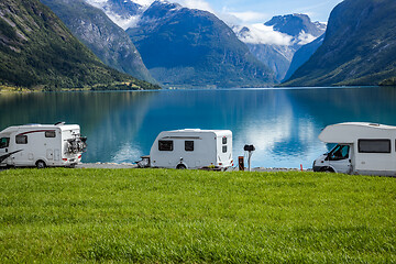 Image showing Family vacation travel RV, holiday trip in motorhome