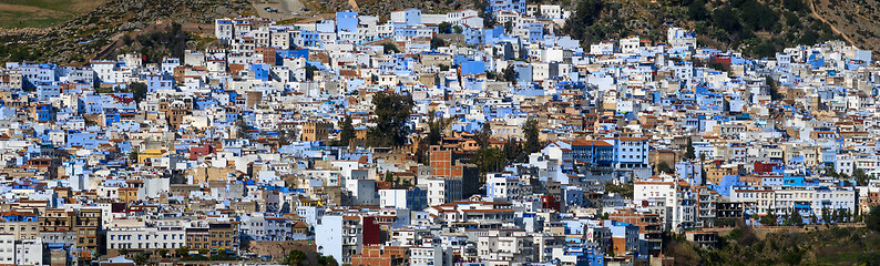 Image showing Panorama of blue city Chefchaouen