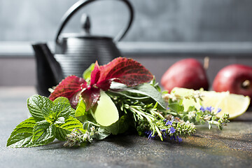 Image showing teapot and herb