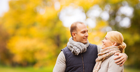 Image showing smiling couple in autumn park