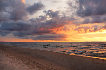 Image showing Sunset over the sea