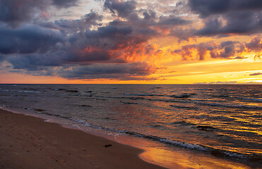 Image showing Sunset over the sea