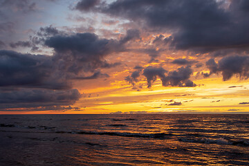 Image showing Sunset over the sea