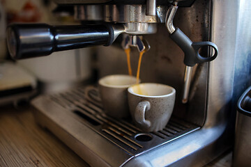 Image showing coffee machine makes espresso coffee