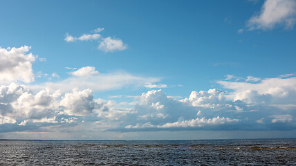 Image showing seascape with beautiful white clouds