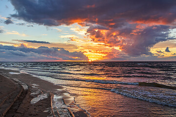 Image showing Sunset over the sea