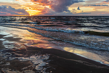 Image showing Sunset over the sea