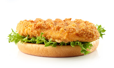 Image showing toasted burger bread with fried chicken