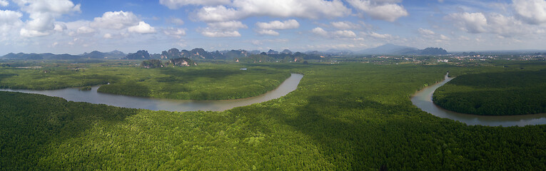 Image showing Aerial of estuaries and strait in Thailand