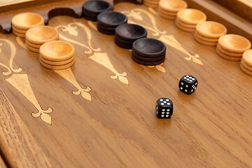 Image showing Dice on a backgammon board