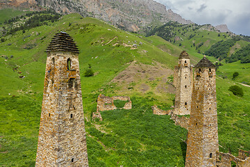 Image showing Medieval tower complex in mountains