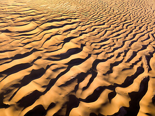 Image showing Aerial top view on sand dunes in desert