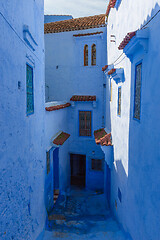 Image showing Blue street inside Medina of Chefchaouen