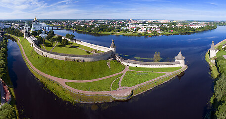 Image showing Aerial panorama of Pskov Kremlin