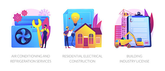 Image showing Builder contractor services abstract concept vector illustrations.