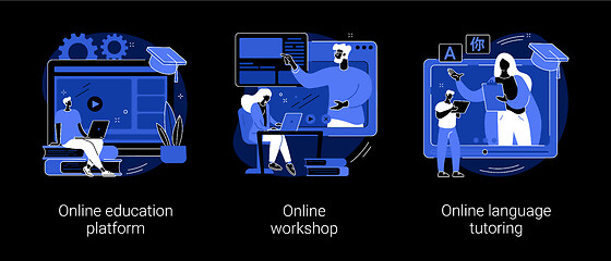 Image showing Distance web learning abstract concept vector illustrations.