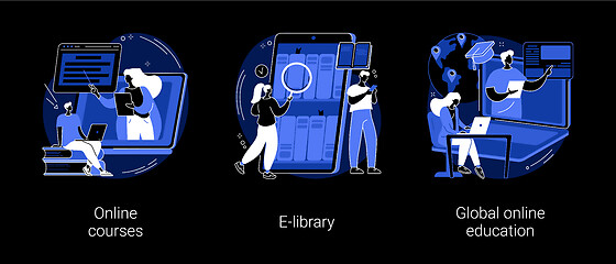 Image showing E-learning tools abstract concept vector illustrations.