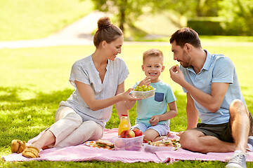 Image showing happy family having picnic at summer park