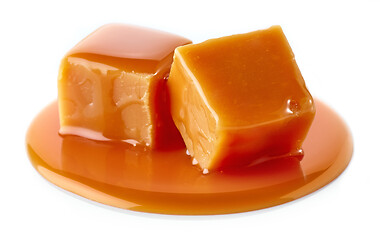 Image showing caramel candies on white background