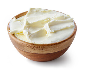 Image showing cream cheese in wooden bowl