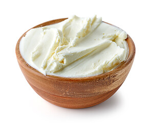 Image showing cream cheese in wooden bowl