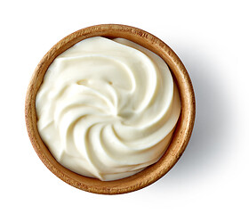 Image showing cream cheese in wooden bowl