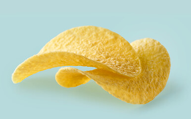 Image showing potato chips on blue background