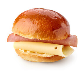 Image showing breakfast sandwich with cheese and ham