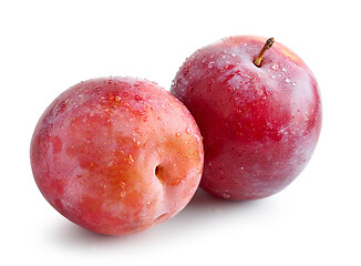 Image showing fresh ripe wet red plums