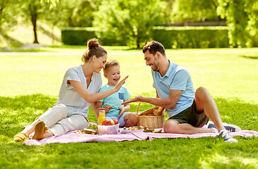 Image showing happy family having picnic at summer park