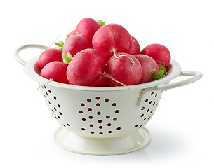 Image showing fresh ripe radish in white colander