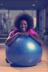 Image showing woman  relaxing after pilates workout