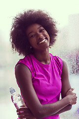 Image showing portrait of young afro american woman in gym