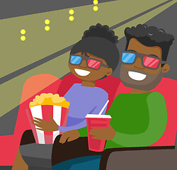 Image showing Caucasian couple watching 3D movie