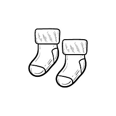 Image showing Baby pair of socks hand drawn outline doodle icon.