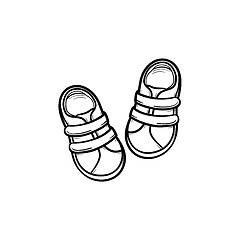 Image showing Baby shoes hand drawn outline doodle icon.