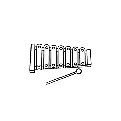 Image showing Xylophone toy hand drawn outline doodle icon.