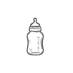 Image showing Feeding bottle hand drawn outline doodle icon.