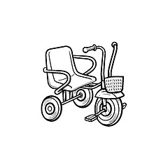 Image showing Tricycle hand drawn outline doodle icon.