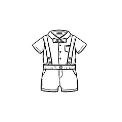 Image showing Baby shirt and shorts hand drawn outline doodle icon.