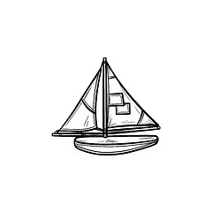 Image showing Toy model of a ship hand drawn outline doodle icon.