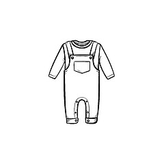 Image showing Baby shirt and pants hand drawn outline doodle icon.