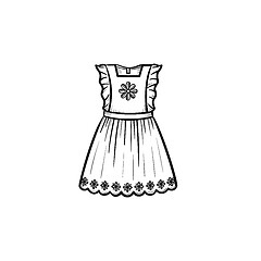 Image showing Baby girl dress hand drawn outline doodle icon.