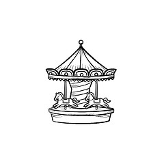 Image showing Merry-go-round carousel hand drawn outline doodle icon.