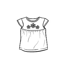 Image showing Baby t-shirt hand drawn outline doodle icon.