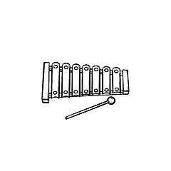 Image showing Xylophone toy hand drawn outline doodle icon.