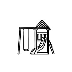 Image showing Outdoor playground hand drawn outline doodle icon.