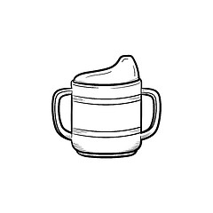 Image showing Nutrition bottle hand drawn outline doodle icon.