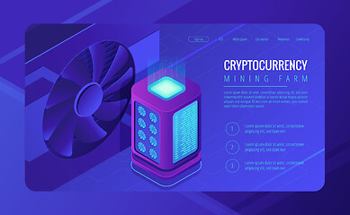 Image showing Isometric mining farm landing page concept.