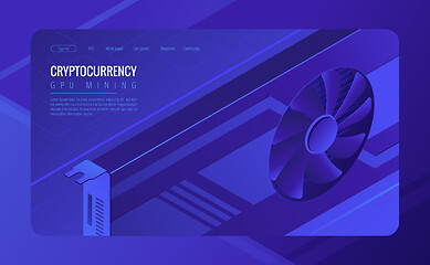 Image showing Isometric GPU mining landing page concept.